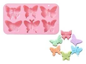 Molde silicona 6 mariposas texturadas